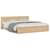 vidaXL Bedframe met hoofdeinde - 160x200 cm - Sonoma Eiken (35% Korting)