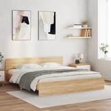 vidaXL Bedframe met hoofdeinde - 160x200 cm - Sonoma Eiken (35% Korting)