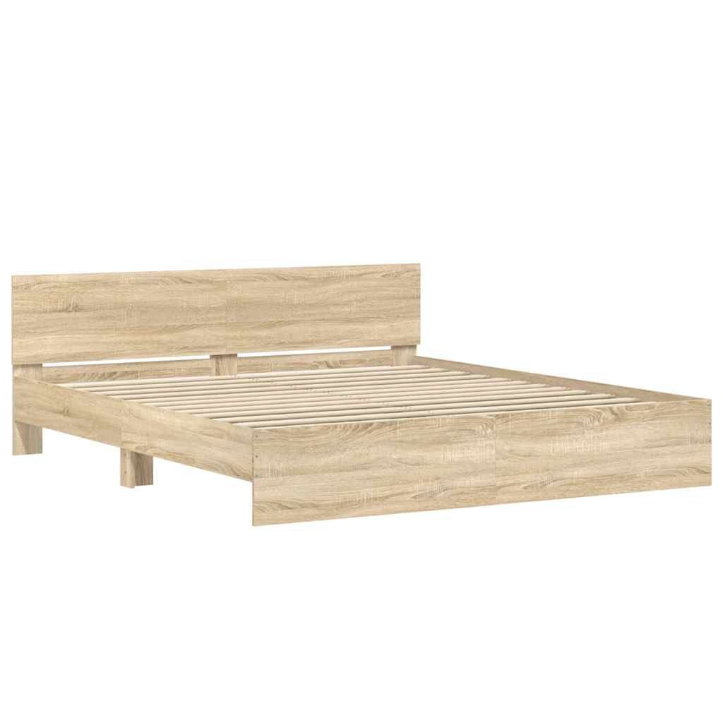 vidaXL Bedframe met hoofdeinde - 160x200 cm - Sonoma Eiken (35% Korting)
