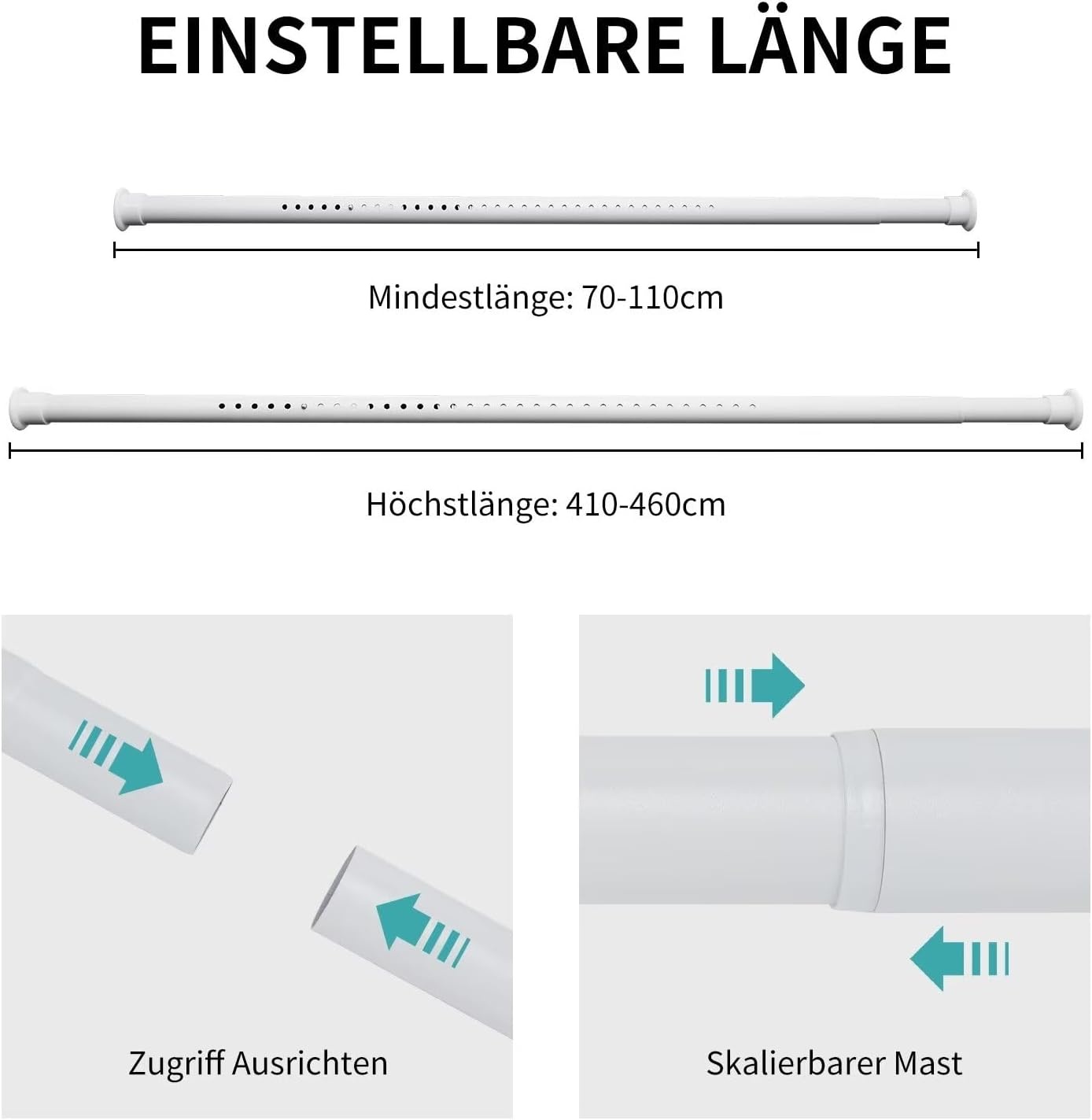 Joydeco Douchestang 70-110cm RVS - 49% Korting