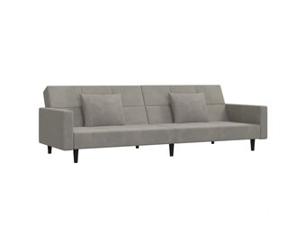 vidaXL Slaapbank 2-zits met 2 kussens fluweel lichtgrijs