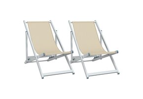 vidaXL Strandstoelen 2x Aluminium/Textileen Crème - 35% Korting!