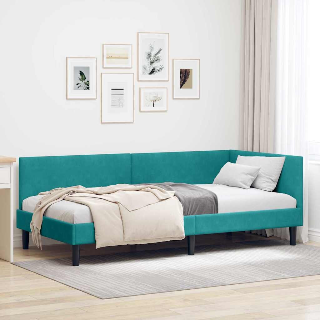 vidaXL Hoekbedframe Turquoise 80x200cm Fluweel - 30% Korting!