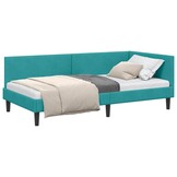 vidaXL Hoekbedframe Turquoise 80x200cm Fluweel - 30% Korting!