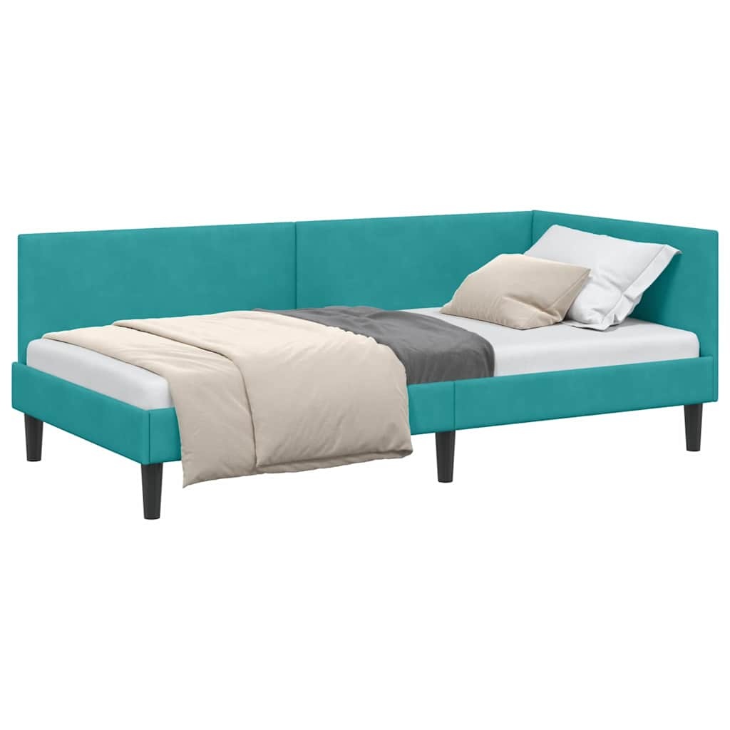 vidaXL Hoekbedframe Turquoise 80x200cm Fluweel - 30% Korting!