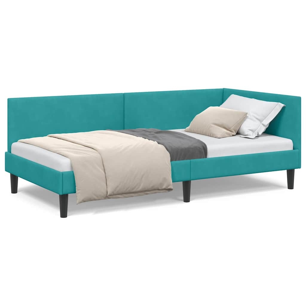 vidaXL Hoekbedframe Turquoise 80x200cm Fluweel - 30% Korting!