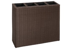 VidaXL Verhoogde Plantenbak met 4 Potten - Poly Rattan Bruin - 47% Korting!