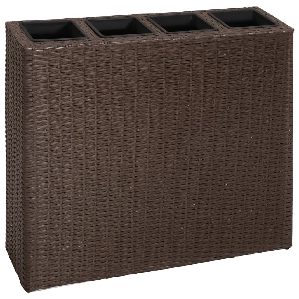 VidaXL Verhoogde Plantenbak met 4 Potten - Poly Rattan Bruin - 47% Korting!