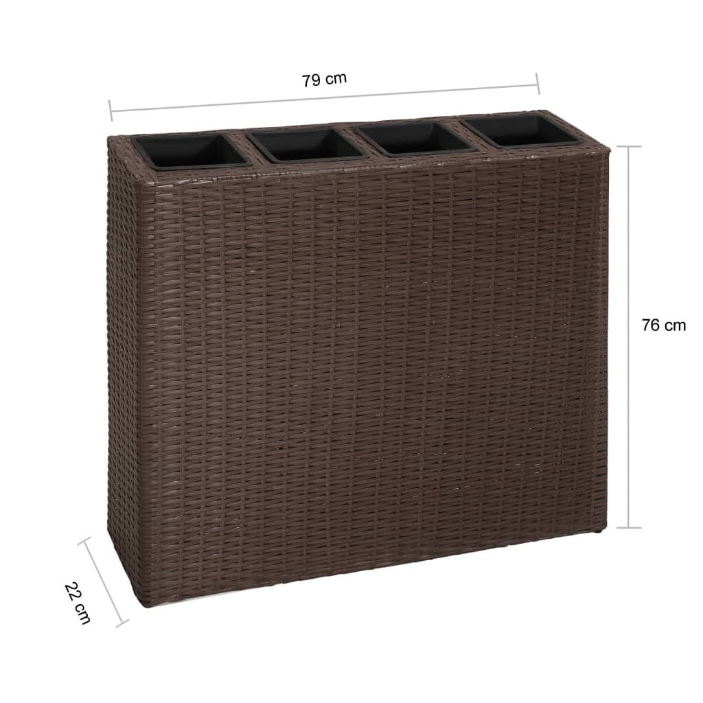 VidaXL Verhoogde Plantenbak met 4 Potten - Poly Rattan Bruin - 47% Korting!