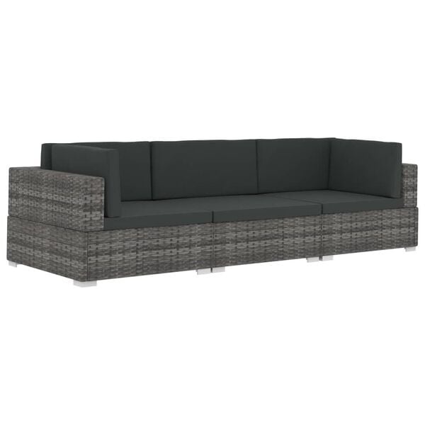 VidaXL Loungeset 3-delig (35% Korting) - Poly Rattan Grijs