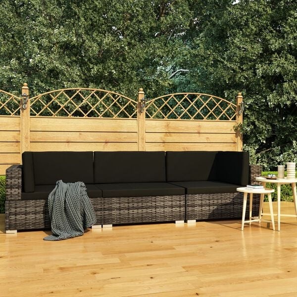 VidaXL Loungeset 3-delig (35% Korting) - Poly Rattan Grijs