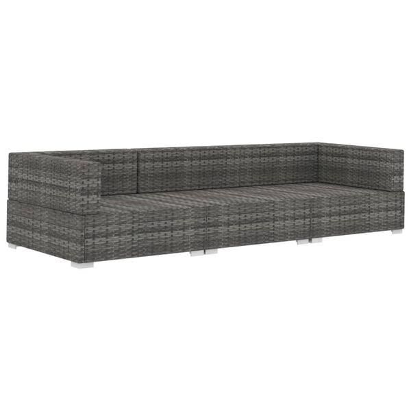 VidaXL Loungeset 3-delig (35% Korting) - Poly Rattan Grijs