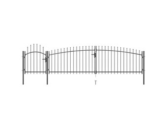 vidaXL Poort met Speren - 5x1,5 m Zwart - Nu 30% Korting!