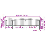 vidaXL Poort met Speren - 5x1,5 m Zwart - Nu 30% Korting!