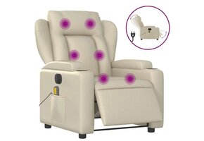 vidaXL Massagestoel Elektrisch Kunstleer Crème - 35% Korting