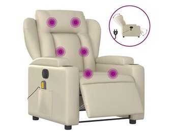 vidaXL Massagestoel Elektrisch Kunstleer Crème - 35% Korting