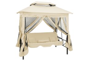 vidaXL Schommelbank met Prieel Crèmewit - 35% Korting!