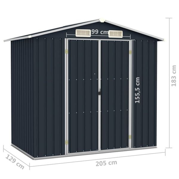 VidaXL Tuinschuur 205x129x183 cm Staal Antraciet - 60% Korting!