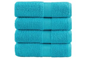vidaXL SOLUND Washandjes (4 stuks) - Turquoise 30x30 cm - 49% Korting