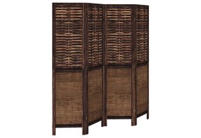 vidaXL Kamerscherm 4 panelen, Paulowniahout, Donkerbruin - 43% Korting!