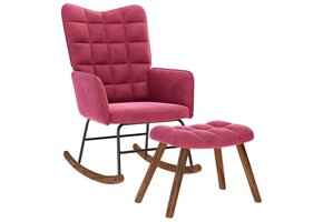 vidaXL Schommelstoel met Krukje - Fluweel Wijnrood - 42% Korting!