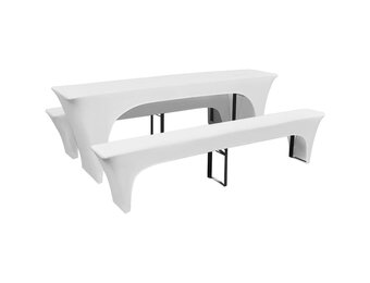 vidaXL Tafel & Bank Hoezen Stretch Wit - 53% Korting