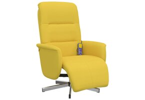 vidaXL Massagestoel verstelbaar met voetensteun stof lichtgeel