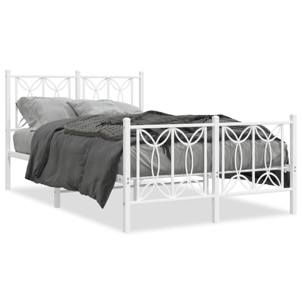 vidaXL Bedframe met hoofd- en voeteneinde metaal wit 120 x 190 cm