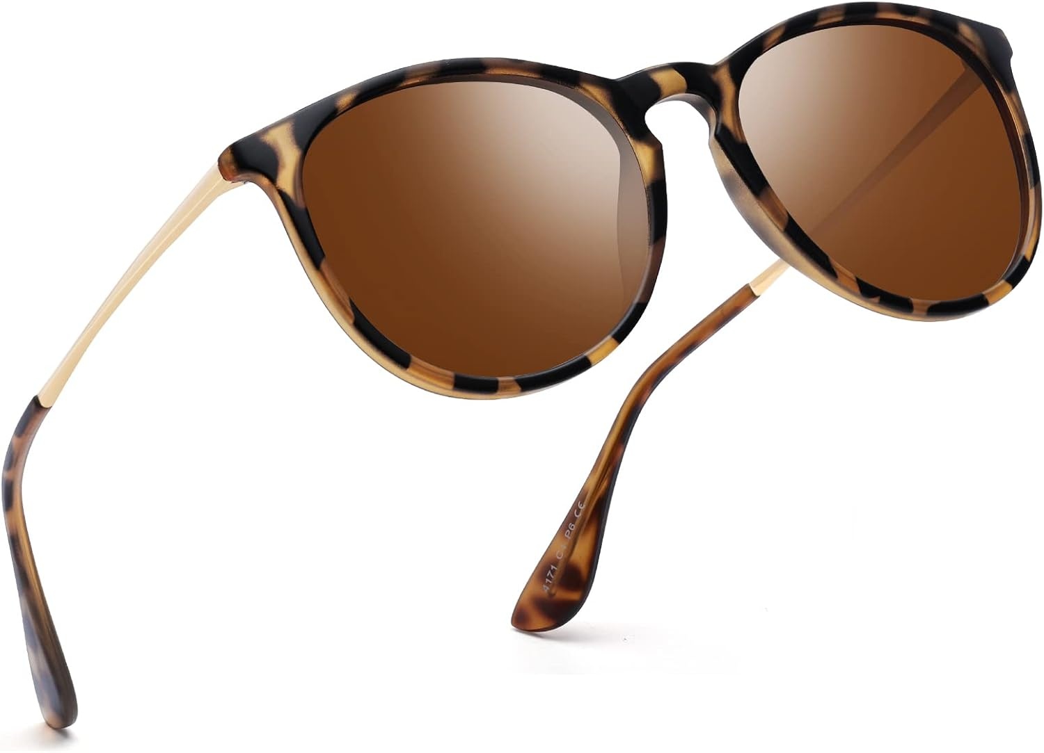 Retro Zonnebril Rond UV400 Gepolariseerd met Leopard Print