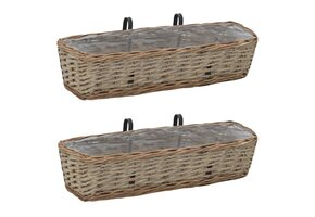 vidaXL Balkonbakken 2 st 60 cm wicker met PE-voering