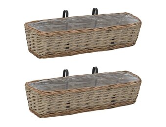 vidaXL Balkonbakken 2 st 60 cm wicker met PE-voering
