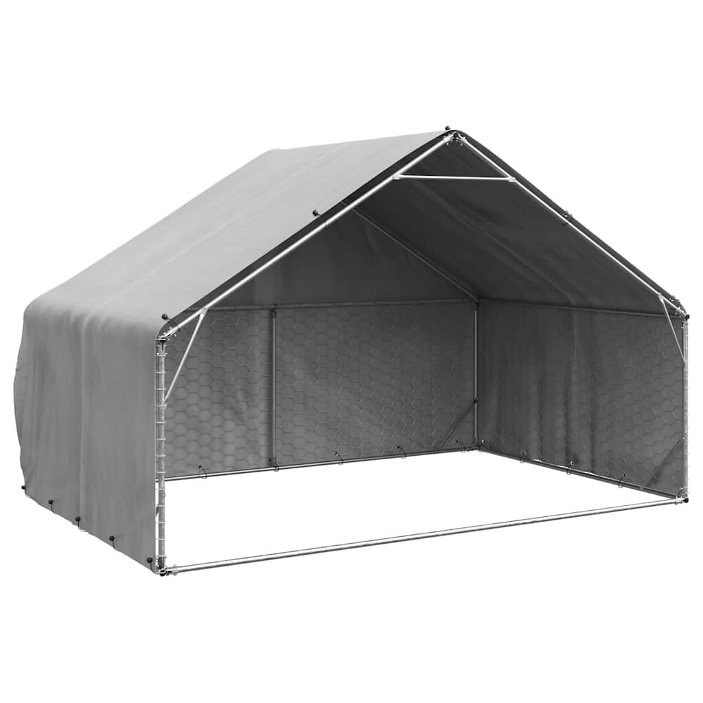 vidaXL Hondenkennel buiten met deksel 3x2x1,9 m gegalvaniseerd staal