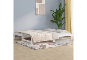 vidaXL Slaapbank uitschuifbaar massief grenenhout wit 2x(90x190) cm