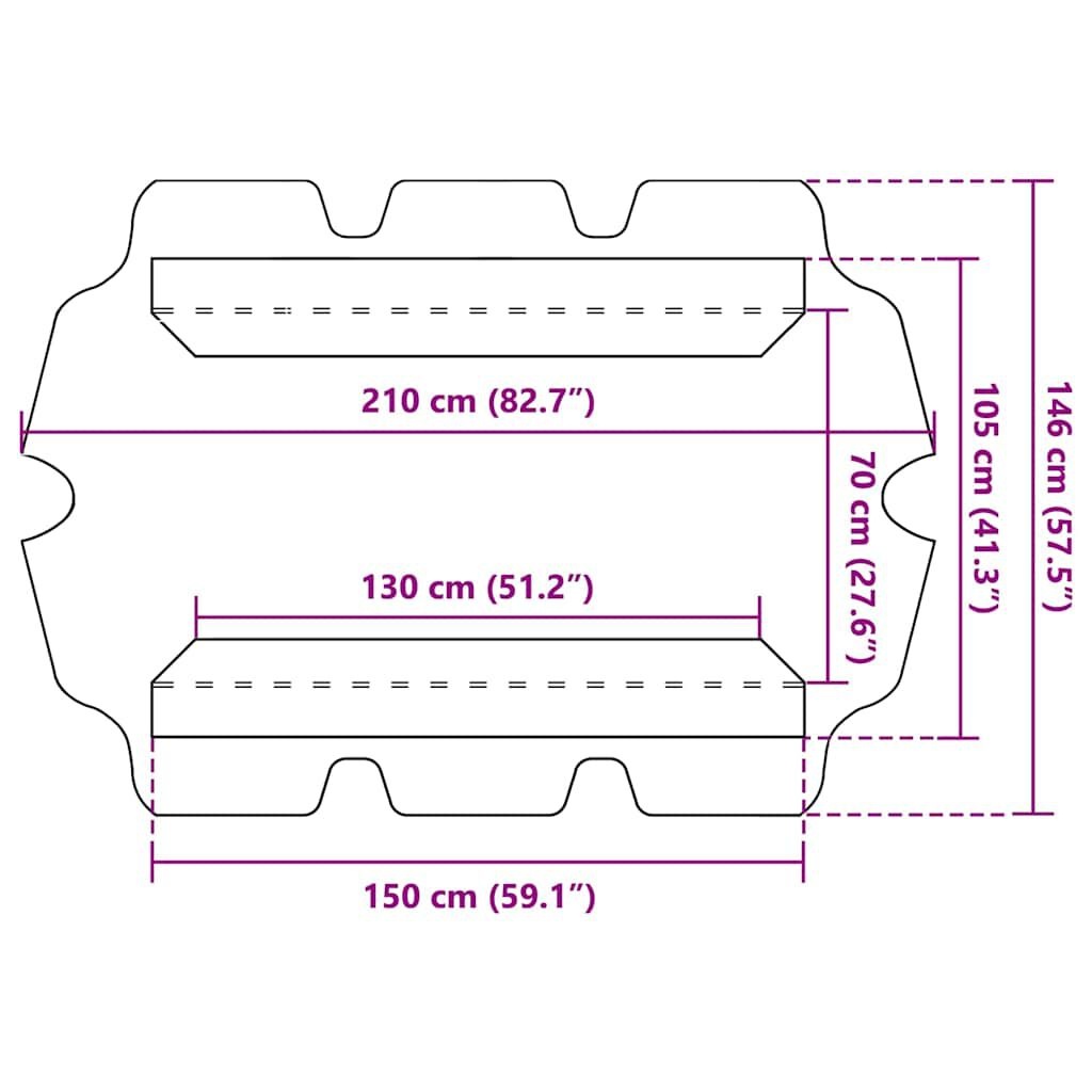 vidaXL Vervangingsluifel voor schommelbank 150/130x105/70 cm zwart
