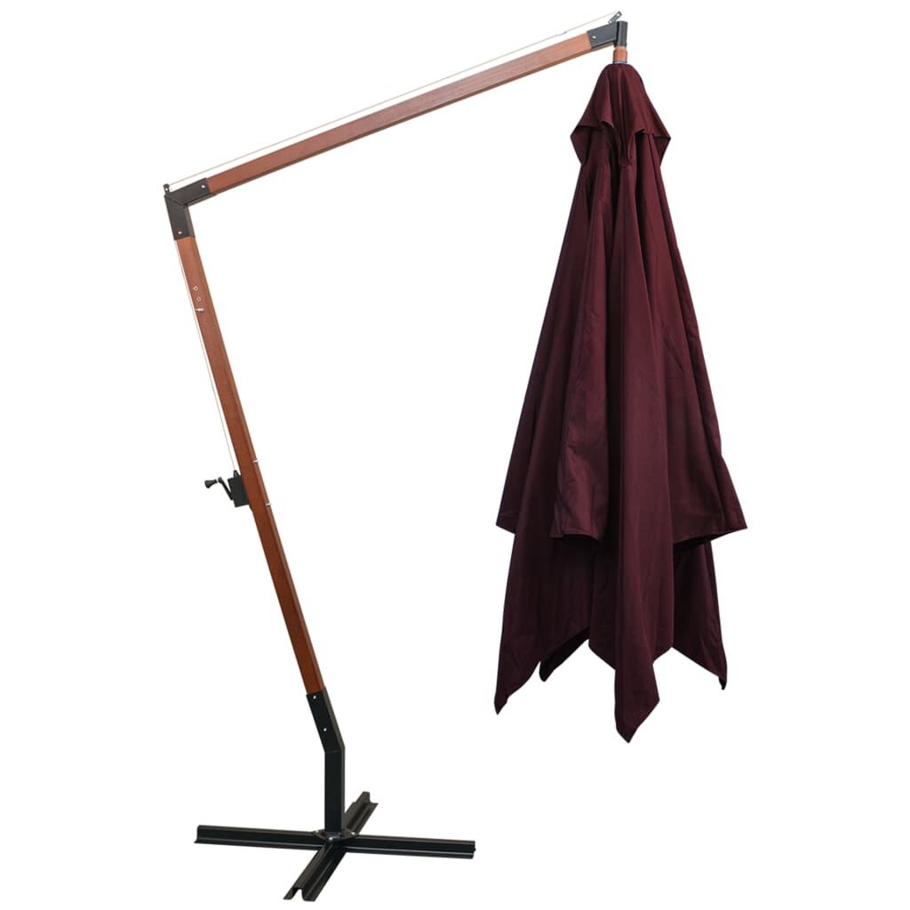 vidaXL Zweefparasol Vurenhout 3x3m Bordeaux - 49% Korting!