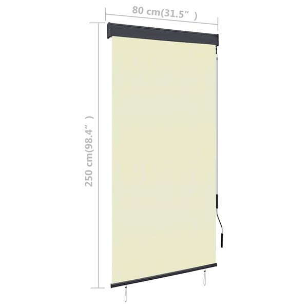 vidaXL Rolgordijn voor buiten 80x250 cm crème