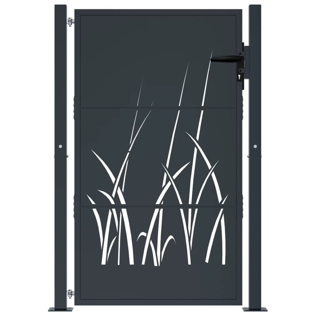vidaXL Poort 105x155 cm | Grasontwerp Staal Antraciet | -55%