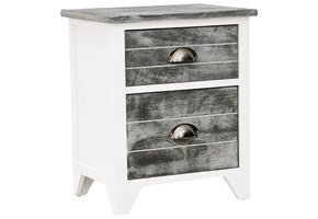 vidaXL Nachtkastje Paulowniahout - 38x28x45 cm - Grijs/Wit - 35% Korting!