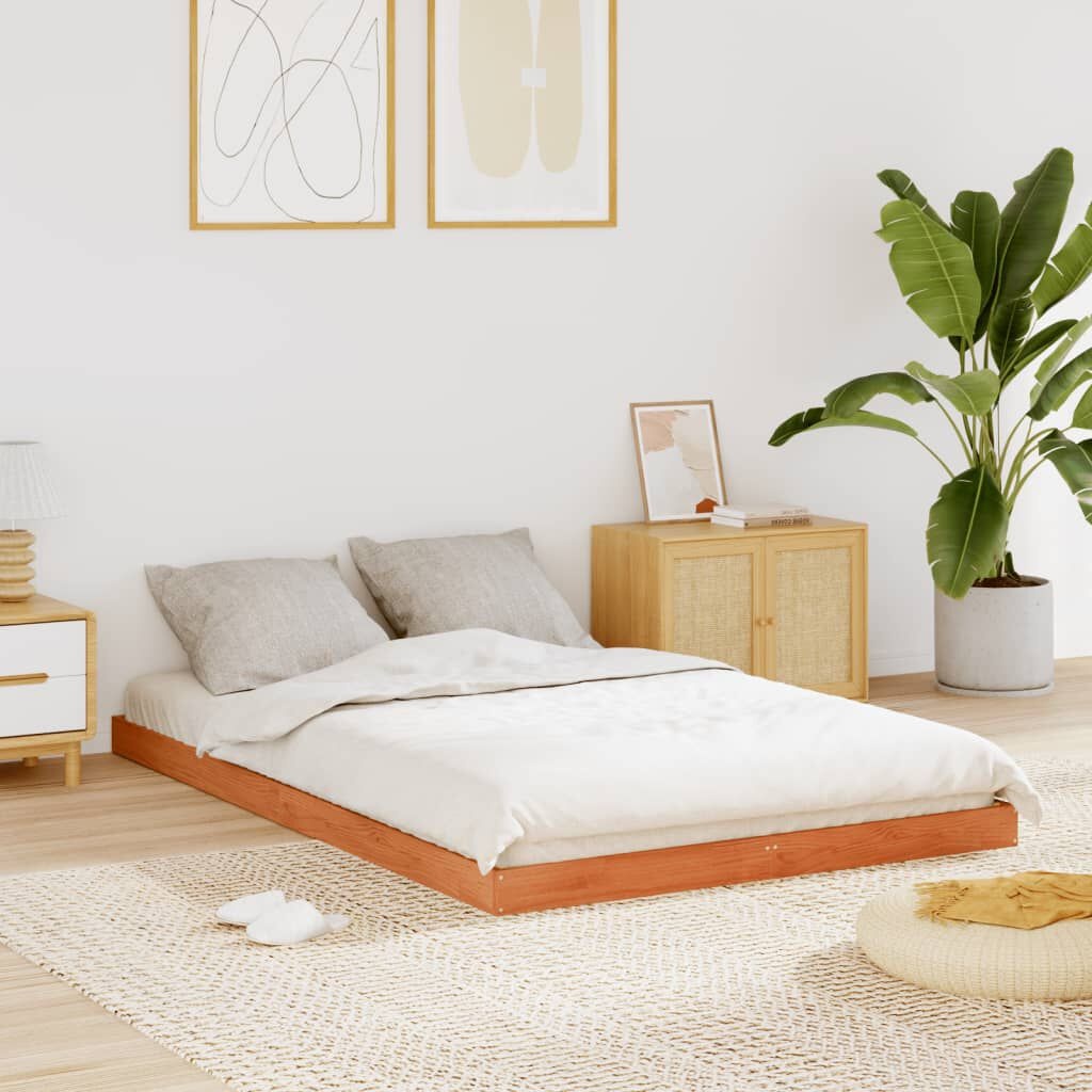 vidaXL Bedframe Grenenhout Wasbruin 140x200 cm | 55% Korting