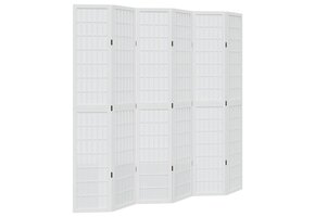 vidaXL Kamerscherm 6 panelen Paulowniahout Wit - 60% Korting!