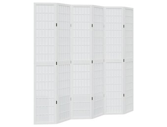 vidaXL Kamerscherm 6 panelen Paulowniahout Wit - 60% Korting!