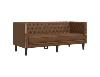 vidaXL 2-zitsbank Chesterfield-stijl kunstleer bruin - 35% Korting!