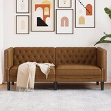 vidaXL 2-zitsbank Chesterfield-stijl kunstleer bruin - 35% Korting!