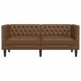 vidaXL 2-zitsbank Chesterfield-stijl kunstleer bruin - 35% Korting!
