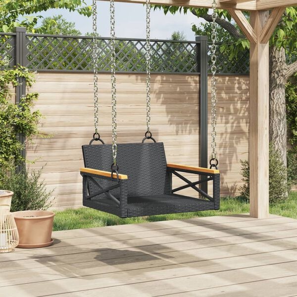 vidaXL Schommelbank Poly Rattan Zwart - 57% Korting!
