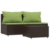 vidaXL 3-delige Loungeset Poly Rattan Bruin - 90% Korting!