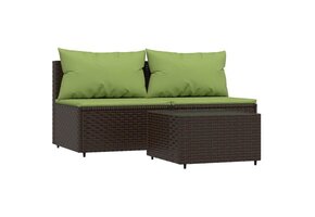 vidaXL 3-delige Loungeset Poly Rattan Bruin - 90% Korting!