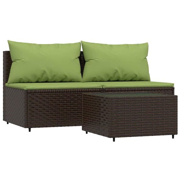 vidaXL 3-delige Loungeset Poly Rattan Bruin - 90% Korting!