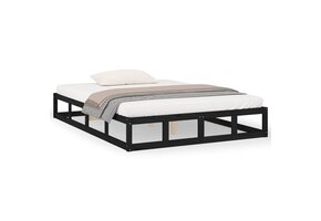 vidaXL Bedframe Massief Hout Zwart 140x200 cm | 35% Korting