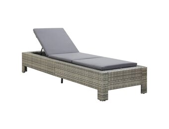 vidaXL Ligbed met Kussen - Poly Rattan Grijs - 65% Korting!